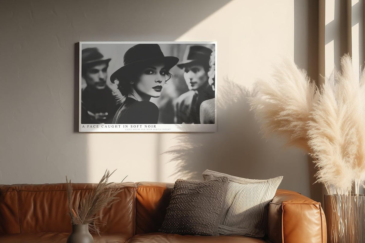 Paul Sinus Wandbild 120x80cm Elegantes Frauenportrait im Noir Stil Schwarz Weiss Fotokunst moderne Wanddekoration