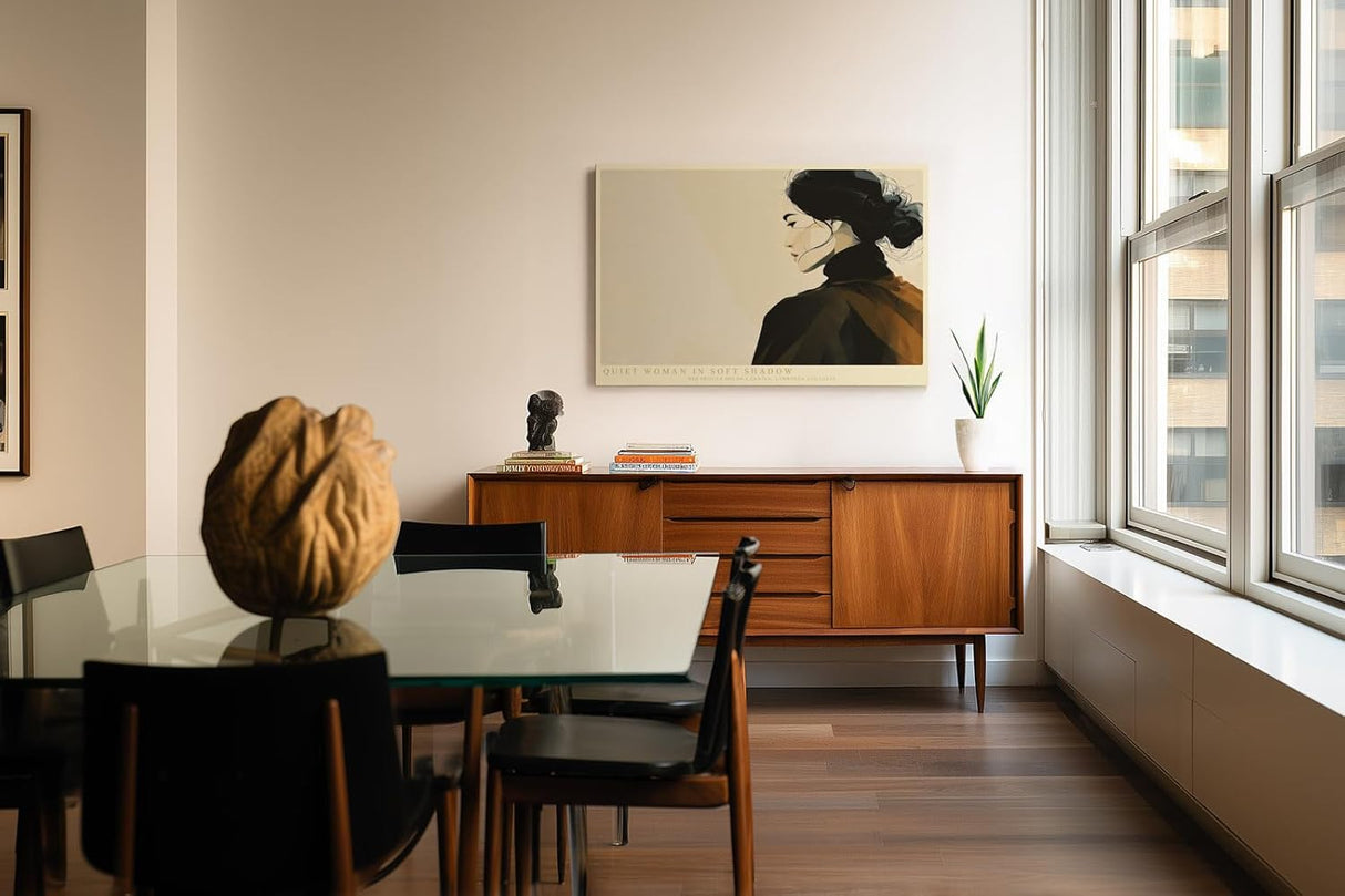 Paul Sinus Wandbild 120x80cm Elegantes Frauenportrait minimalistische moderne Illustration stilvolle Wanddekoration