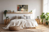 Paul Sinus Wandbild 120x80cm Elegantes Frauenportrait Moderne Collage Kunst in Beige Schwarz und Rot Stilvolle Wanddekoration