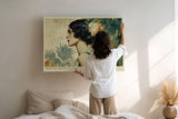 Paul Sinus Wandbild 120x80cm Elegantes Frauenportrait Tropische Kunst Muse Profil mit exotischen Pflanzen