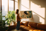 Paul Sinus Wandbild 120x80cm Elegantes Frauenportrait Tropische Kunst Muse Profil mit exotischen Pflanzen