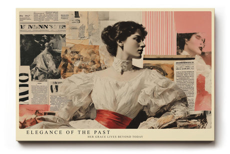 Paul Sinus Wandbild 120x80cm Eleganz vergangener Zeiten – Vintage Frauenporträt mit klassischer Collagekunst