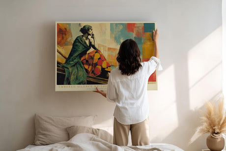 Paul Sinus Wandbild 120x80cm Embered Silence by the Canal elegante Figur am Kanal moderne Stadt Kunst Poster für Wohnzimmer Büro