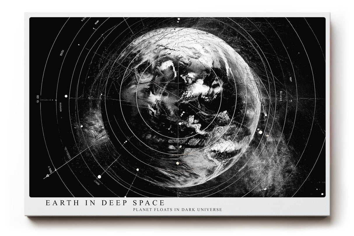 Paul Sinus Wandbild 120x80cm Erde Planet Weltall moderne Raumfahrt Kunst schwarz weiss Kunstdruck stilvolle Wanddekoration fuer Wohnzimmer Büro