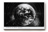 Paul Sinus Wandbild 120x80cm Erde Planet Weltall moderne Raumfahrt Kunst schwarz weiss Kunstdruck stilvolle Wanddekoration fuer Wohnzimmer Büro