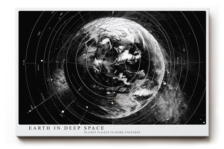 Paul Sinus Wandbild 120x80cm Erde Planet Weltall moderne Raumfahrt Kunst schwarz weiss Kunstdruck stilvolle Wanddekoration fuer Wohnzimmer Büro