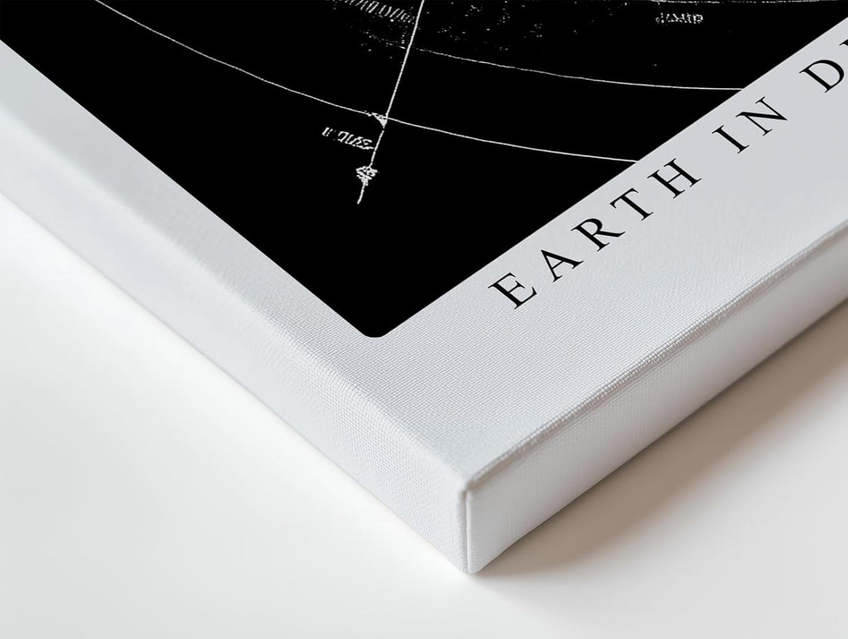Paul Sinus Wandbild 120x80cm Erde Planet Weltall moderne Raumfahrt Kunst schwarz weiss Kunstdruck stilvolle Wanddekoration fuer Wohnzimmer Büro