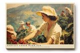 Paul Sinus Wandbild 120x80cm Ernte im warmen Sonnenlicht – Impressionistische Landschaft mit Menschen auf dem Feld für stilvolle Wohnräume
