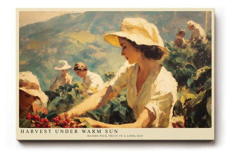 Paul Sinus Wandbild 120x80cm Ernte im warmen Sonnenlicht – Impressionistische Landschaft mit Menschen auf dem Feld für stilvolle Wohnräume