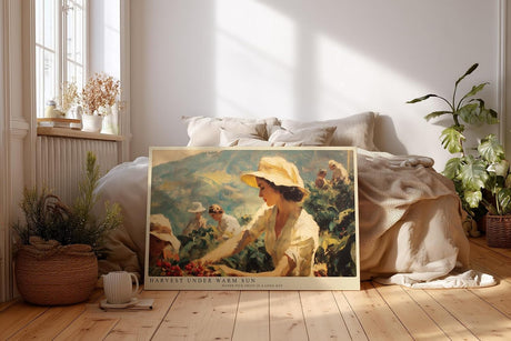 Paul Sinus Wandbild 120x80cm Ernte im warmen Sonnenlicht – Impressionistische Landschaft mit Menschen auf dem Feld für stilvolle Wohnräume