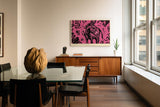 Paul Sinus Wandbild 120x80cm Esel Street Art Illustration pink schwarz modernes Graffiti Tiermotiv urbane Kunst modernes Poster stilvolle Wanddekoration für Wohnzimmer Büro Atelier
