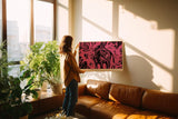 Paul Sinus Wandbild 120x80cm Esel Street Art Illustration pink schwarz modernes Graffiti Tiermotiv urbane Kunst modernes Poster stilvolle Wanddekoration für Wohnzimmer Büro Atelier