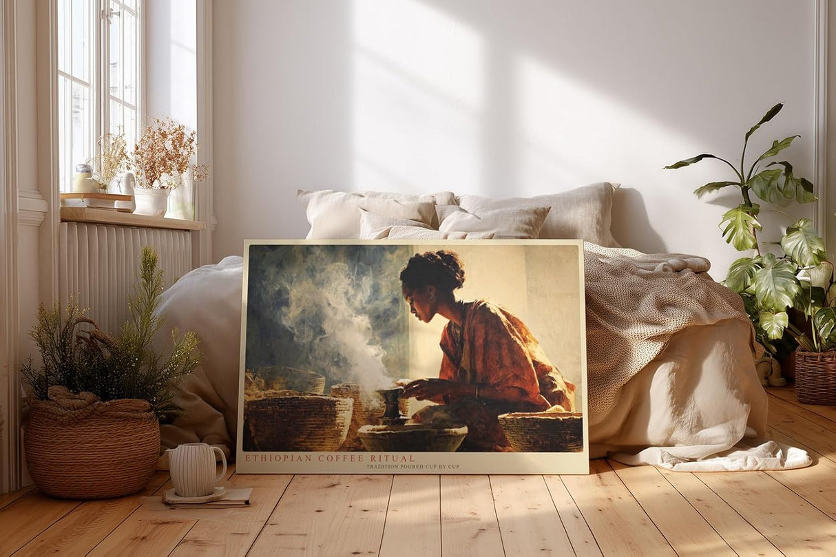 Paul Sinus Wandbild 120x80cm Ethiopian Coffee Ritual Traditionelle Kaffee Zeremonie Kultur Kunst fuer Wohnzimmer Kueche und Esszimmer
