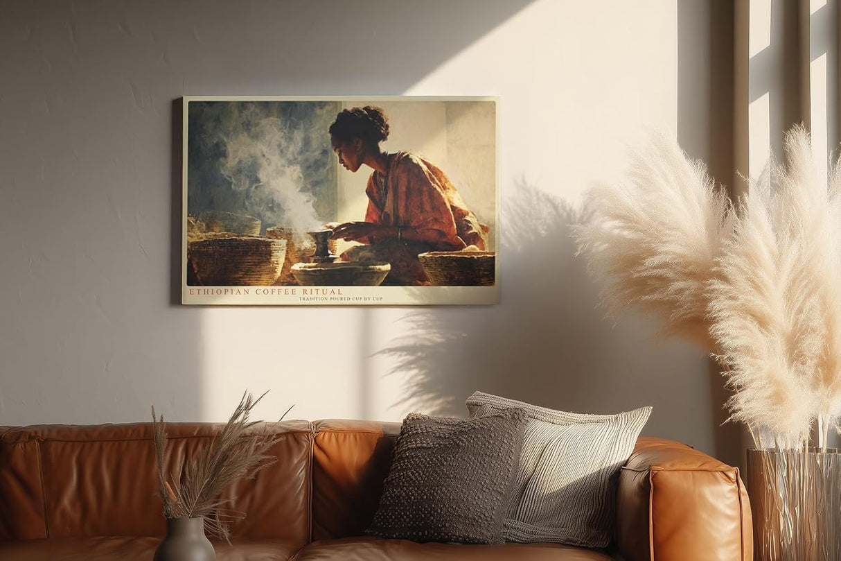 Paul Sinus Wandbild 120x80cm Ethiopian Coffee Ritual Traditionelle Kaffee Zeremonie Kultur Kunst fuer Wohnzimmer Kueche und Esszimmer