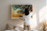 Paul Sinus Wandbild 120x80cm Eukalyptus Baum unter australischem Himmel Atmosphaerische Naturkunst mit warmen Outback Farben