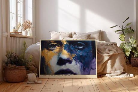 Paul Sinus Wandbild 120x80cm Expressives Frauenportrait in Blau Gold Moderne Kunst mit intensiver Farbstruktur