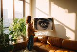 Paul Sinus Wandbild 120x80cm Eye in Silent Shadow schwarz weiß Augen Fotokunst modernes Portrait Poster für Wohnzimmer Büro Studio