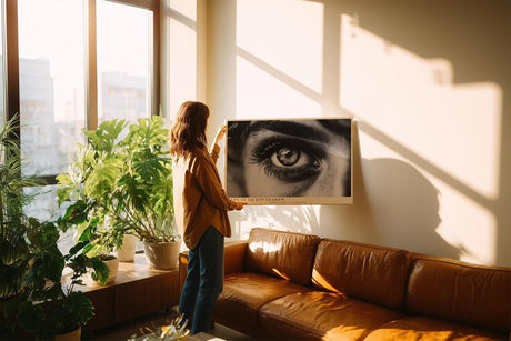 Paul Sinus Wandbild 120x80cm Eye in Silent Shadow schwarz weiß Augen Fotokunst modernes Portrait Poster für Wohnzimmer Büro Studio