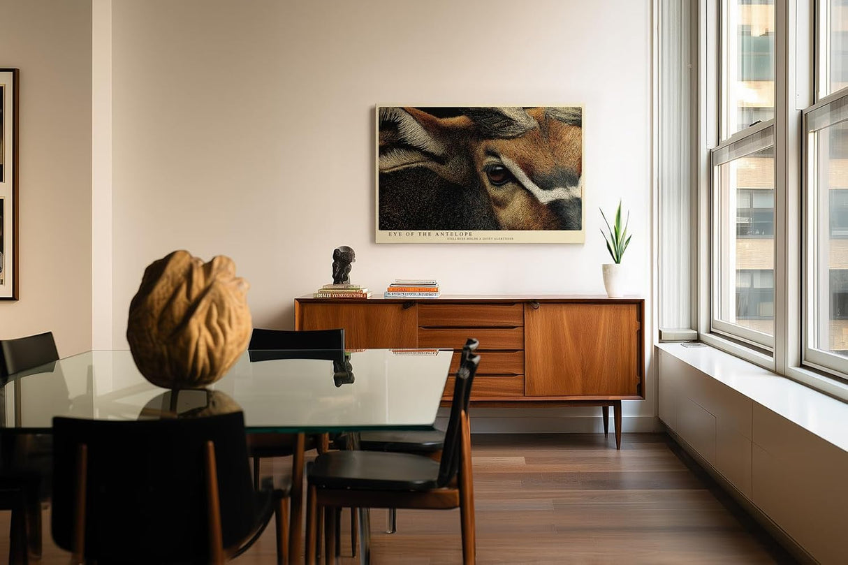 Paul Sinus Wandbild 120x80cm Eye of the Antelope Detailreiches Tierportrait Antilope Natur Kunst fuer Wohnzimmer Büro und Flur