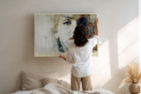 Paul Sinus Wandbild 120x80cm Face in Faded Pages Künstlerisches Frauenportrait Collage Kunst Modernes Wandbild 120x80cm fuer Wohnzimmer Schlafzimmer und Büro