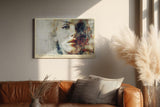 Paul Sinus Wandbild 120x80cm Face in Faded Pages Künstlerisches Frauenportrait Collage Kunst Modernes Wandbild 120x80cm fuer Wohnzimmer Schlafzimmer und Büro