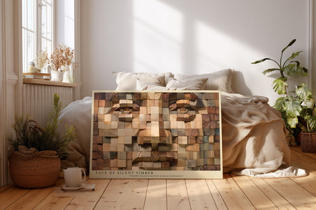 Paul Sinus Wandbild Face of Silent Timber Wooden Geometry in Human Expression