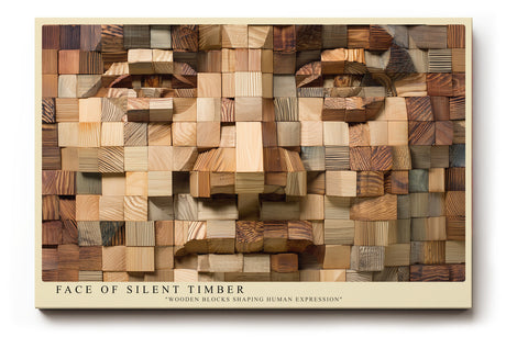 Paul Sinus Wandbild Face of Silent Timber Wooden Geometry in Human Expression