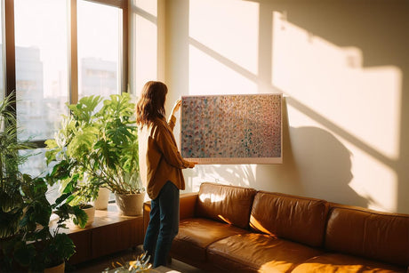 Paul Sinus Wandbild 120x80cm Falling Petals of Light abstrakte Blüten Installation Pastell Kunst Poster für Wohnzimmer Büro