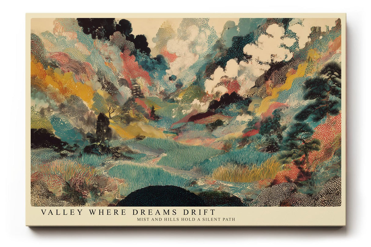 Paul Sinus Wandbild 120x80cm Fantasie Landschaft Moderne Kunst in Grün Blau und Gold Abstrakte Natur für Wohnzimmer Büro und Atelier