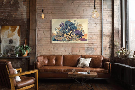 Paul Sinus Wandbild 120x80cm farbenreicher Baum Landschaft moderne Naturillustration buntes Kunstbild stilvolle Wanddekoration fuer Wohnzimmer Büro