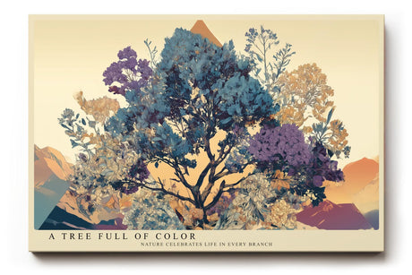 Paul Sinus Wandbild 120x80cm farbenreicher Baum Landschaft moderne Naturillustration buntes Kunstbild stilvolle Wanddekoration fuer Wohnzimmer Büro