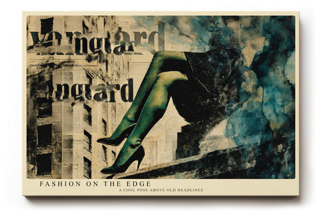 Paul Sinus Wandbild 120x80cm Fashion Collage Moderne Kunst mit Zeitungstext und Eleganten Beinen in Vintage Farben für Wohnzimmer Schlafzimmer Büro