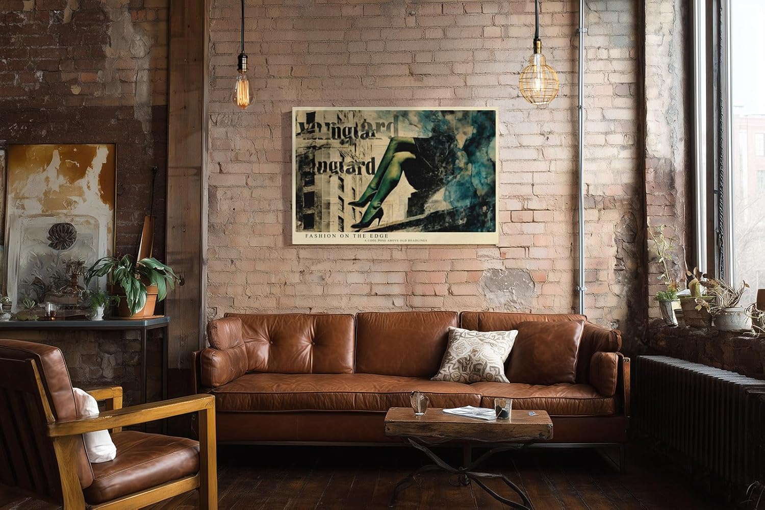 Paul Sinus Wandbild 120x80cm Fashion Collage Moderne Kunst mit Zeitungstext und Eleganten Beinen in Vintage Farben für Wohnzimmer Schlafzimmer Büro