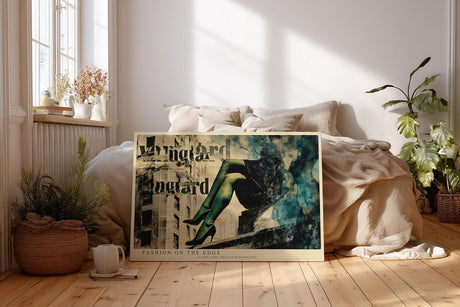 Paul Sinus Wandbild 120x80cm Fashion Collage Moderne Kunst mit Zeitungstext und Eleganten Beinen in Vintage Farben für Wohnzimmer Schlafzimmer Büro