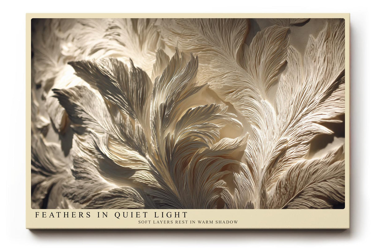 Paul Sinus Wandbild 120x80cm Feathers in Quiet Light elegante Federn Struktur Kunst in warmen Naturtönen Poster für Wohnzimmer Schlafzimmer