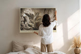 Paul Sinus Wandbild 120x80cm Feathers in Quiet Light elegante Federn Struktur Kunst in warmen Naturtönen Poster für Wohnzimmer Schlafzimmer