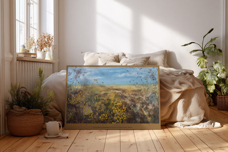 Paul Sinus Wandbild Fields of Endless Light Yellow Blossoms under Open Blue Sky