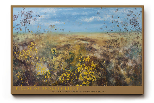 Paul Sinus Wandbild Fields of Endless Light Yellow Blossoms under Open Blue Sky