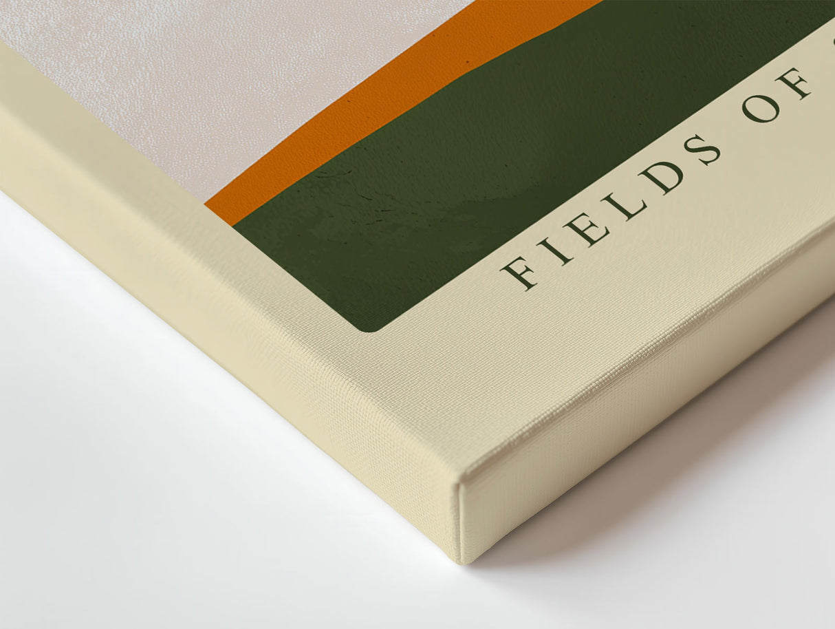 Paul Sinus Wandbild Fields of Serenity – Minimalistische Landschaft mit leuchtender Sonne und sanften Farbtönen, Symbol für Ruhe und Weite