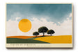 Paul Sinus Wandbild Fields of Serenity – Minimalistische Landschaft mit leuchtender Sonne und sanften Farbtönen, Symbol für Ruhe und Weite