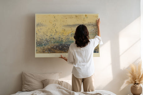 Paul Sinus Wandbild Fields Under a Golden Haze Abstract Landscape in Warm Light and Gentle Silence