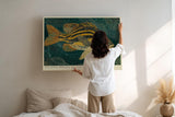 Paul Sinus Wandbild 120x80cm Fisch Mosaik Mediterrane Kunstmotiv Dekorative Meeres Illustration im Mosaik Stil