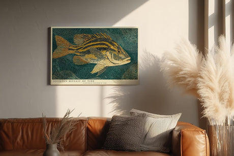 Paul Sinus Wandbild 120x80cm Fisch Mosaik Mediterrane Kunstmotiv Dekorative Meeres Illustration im Mosaik Stil
