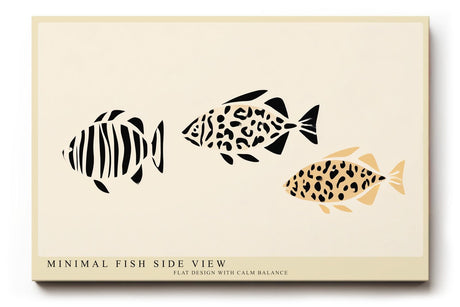 Paul Sinus Wandbild 120x80cm Fische minimalistische Illustration modernes Grafikdesign schwarz beige Kunstdruck stilvolle Wanddekoration fuer Wohnzimmer Bad Kueche