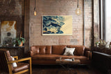 Paul Sinus Wandbild 120x80cm Fischschwarm Unterwasser Kunst moderne Meeresmalerei blau beige Naturfarben stilvolle Wanddekoration fuer Wohnzimmer Büro