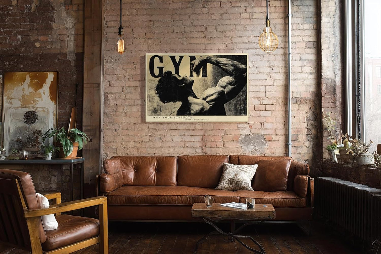 Paul Sinus Wandbild 120x80cm Fitness Motivation Bodybuilder Kraftsport Athlet schwarz weiss Sport Kunstbild modernes Gym bild Wanddekoration fuer Fitnessraum Wohnzimmer Büro