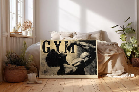 Paul Sinus Wandbild 120x80cm Fitness Motivation Bodybuilder Kraftsport Athlet schwarz weiss Sport Kunstbild modernes Gym bild Wanddekoration fuer Fitnessraum Wohnzimmer Büro