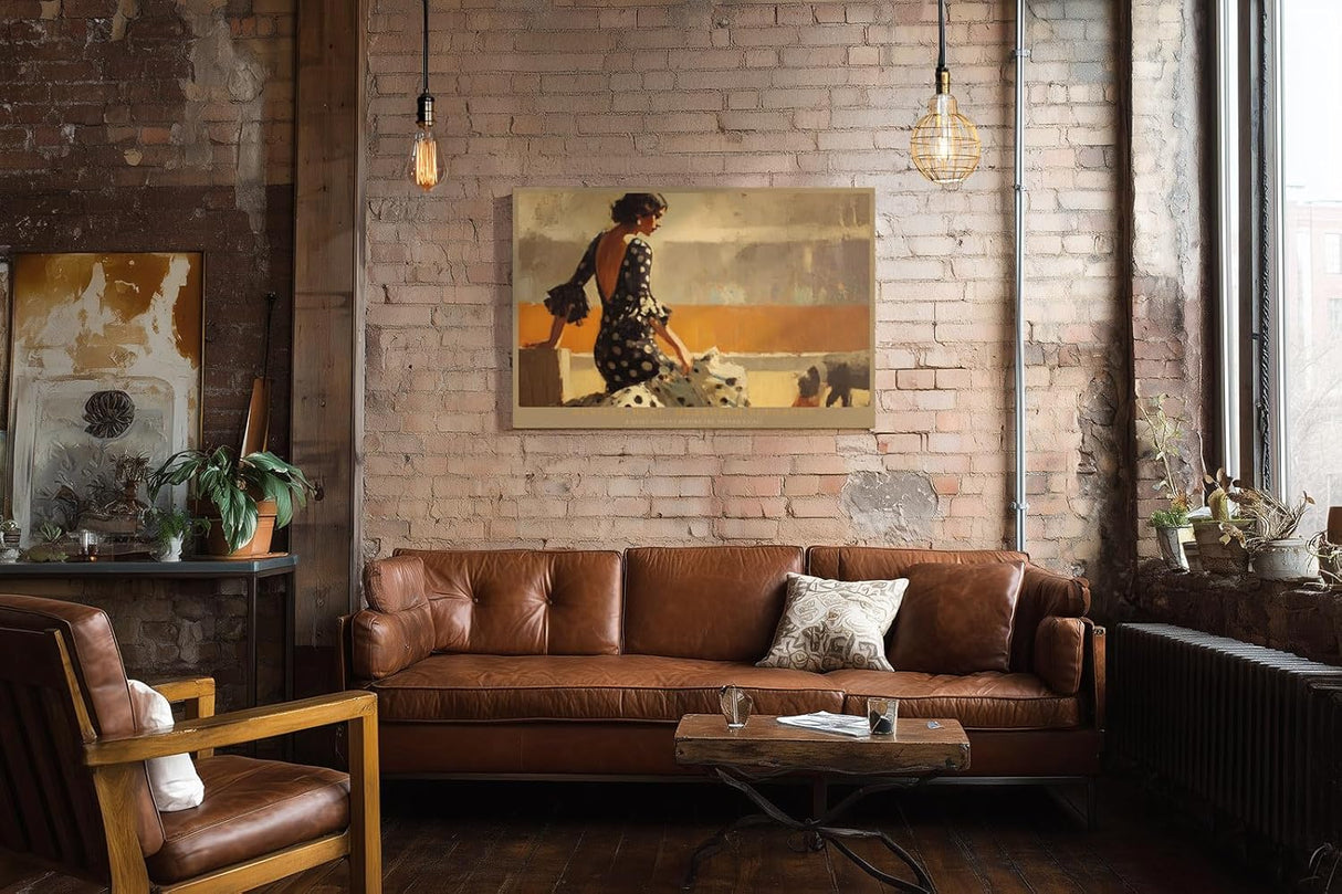 Paul Sinus Wandbild 120x80cm Flamenco Szene Sevilla elegante Frau spanische Kunst Wanddekoration mediterranes Motiv Wohnzimmer Schlafzimmer