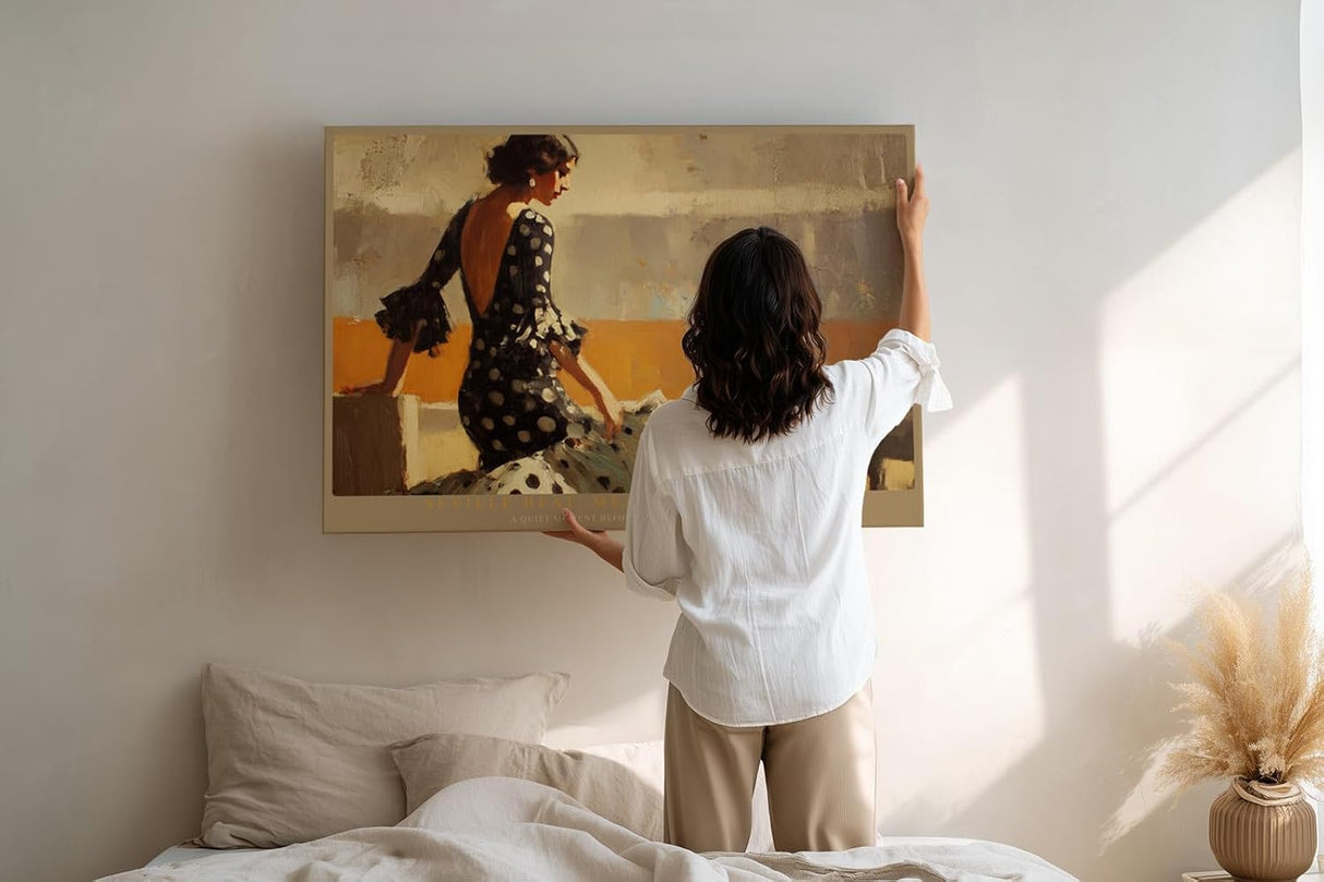 Paul Sinus Wandbild 120x80cm Flamenco Szene Sevilla elegante Frau spanische Kunst Wanddekoration mediterranes Motiv Wohnzimmer Schlafzimmer