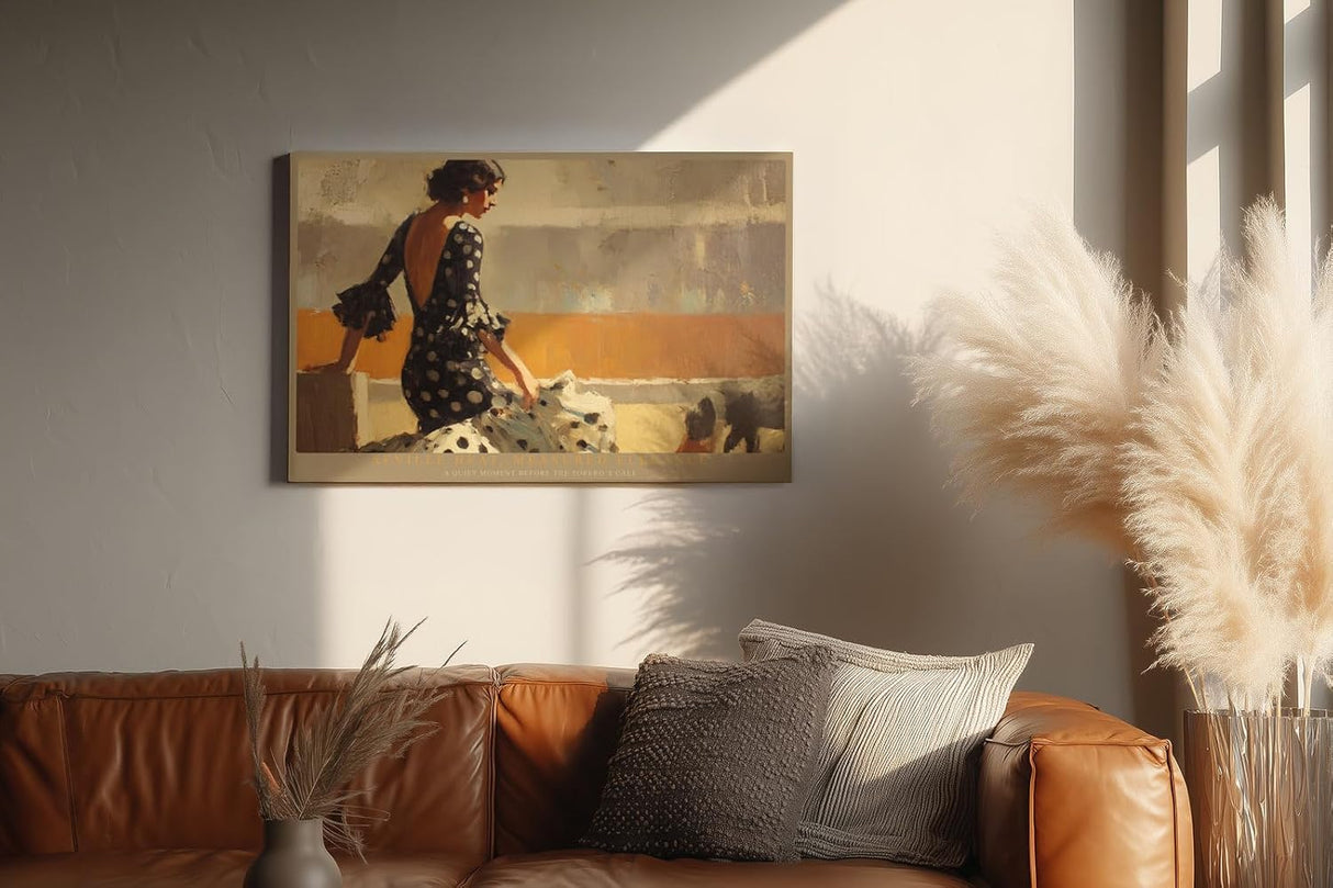 Paul Sinus Wandbild 120x80cm Flamenco Szene Sevilla elegante Frau spanische Kunst Wanddekoration mediterranes Motiv Wohnzimmer Schlafzimmer